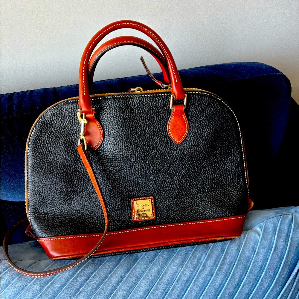 Dooney & Bourke Black Pebble Grain Zip Satchel